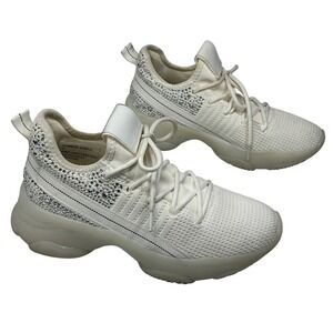 SHIMMERR Shoes Womens White Rhinestone Fashion Sneakers Lace Up Size 7